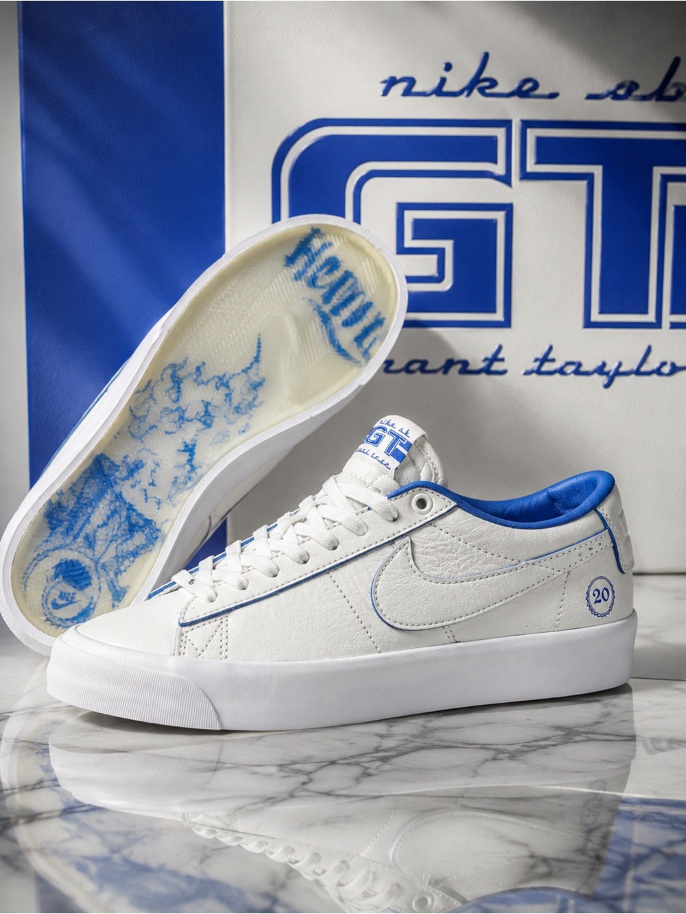 Nike GT Low Skate Sneakers in White and Blue Sz 8